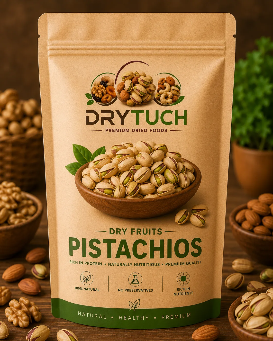 Drytuch Premium Roasted & Salted Pistachios | California Pista with Shell | Crunchy & Healthy Dry Fruits Snack