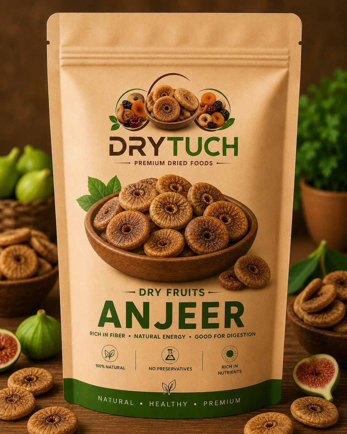 Drytuch Premium Dry Anjeer | 100% Natural Sun-Dried Figs | Rich in Fiber & Iron Dry Fruits