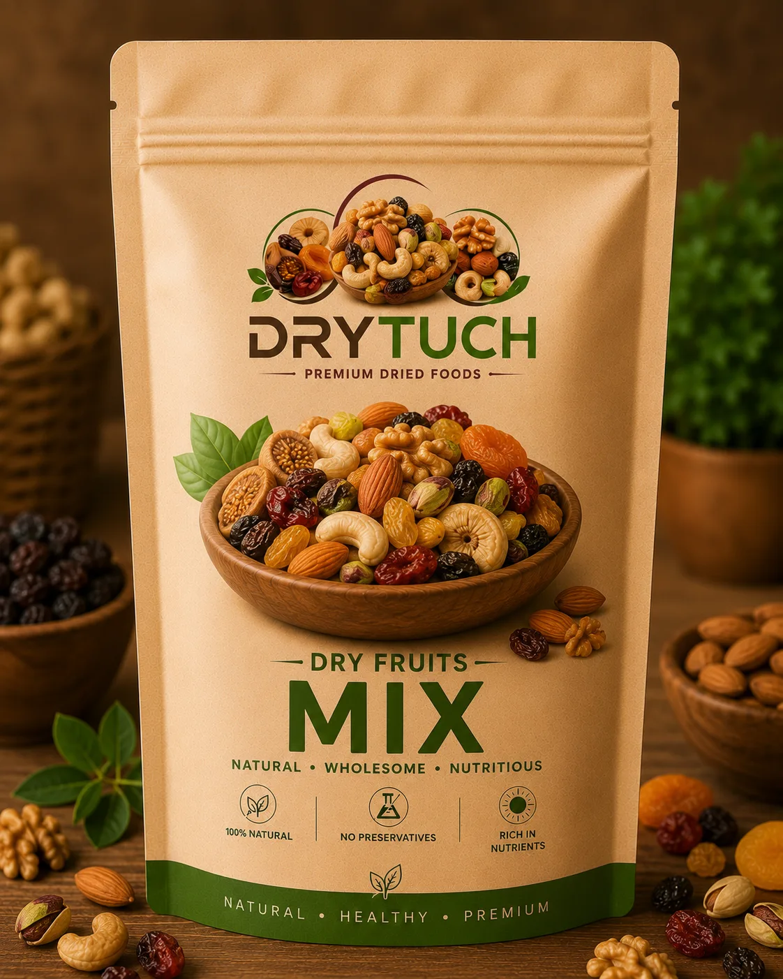 Drytuch Premium Mixed Dry Fruits | 100% Natural Healthy Nut Mix | Immunity Booster Daily Diet Snack (500gm)